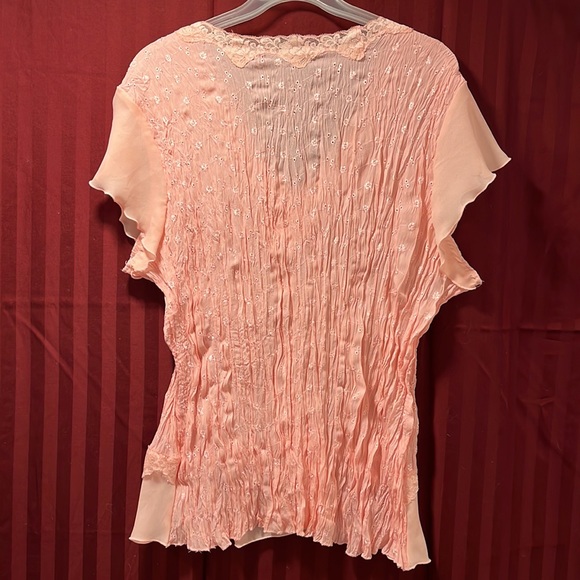 🏷️ Final Price Clearance - Peach top with ruffled cap sleeves - Sunny Taylor 3X - Picture 6 of 8